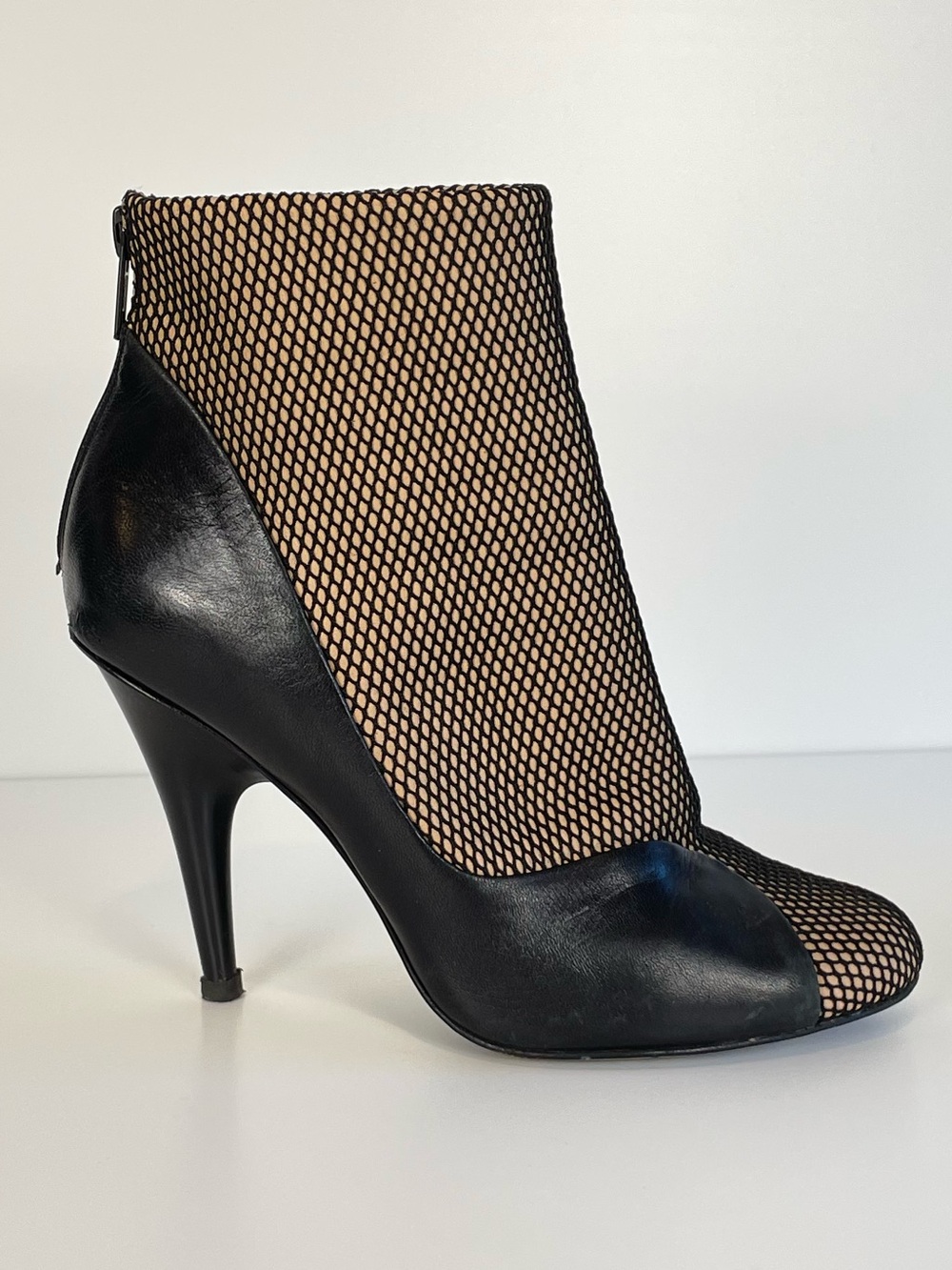 3.1 Phillip Lim” Francis” Fishnet Leather Ankle Booties size 36.5 US 6-6.5